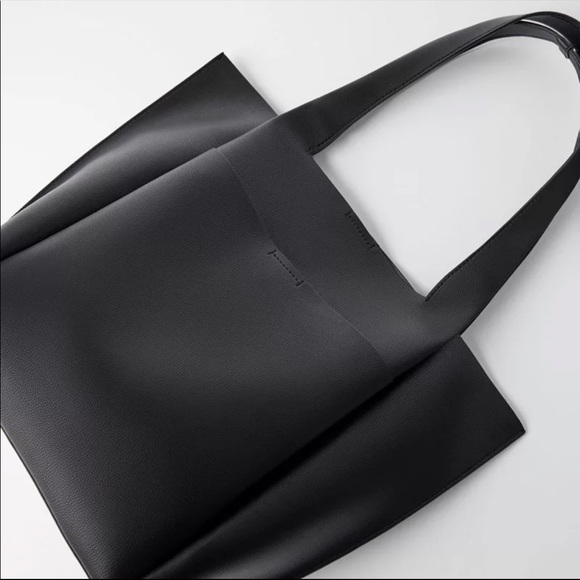 Zara Bags Zara Black Leather Tote Poshmark